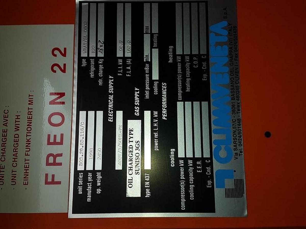 Gebruikt Gebruikte Climaveneta WRAT Luchtgekoelde Chiller