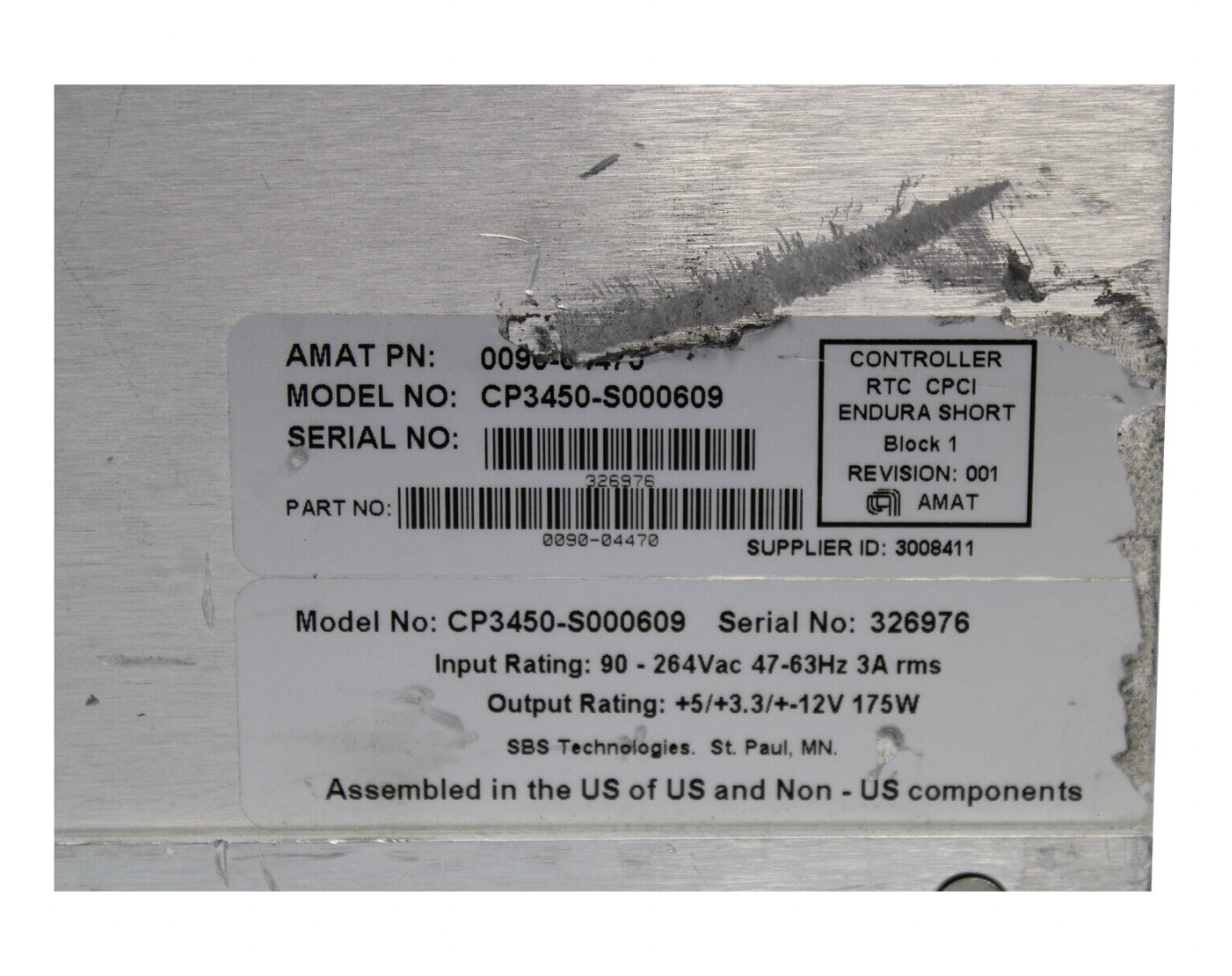 Used AMAT 0090-04470 CONTROLLER RTC CPCI ENDURA SHORT BLOCK REV 1 CP3450-S000609