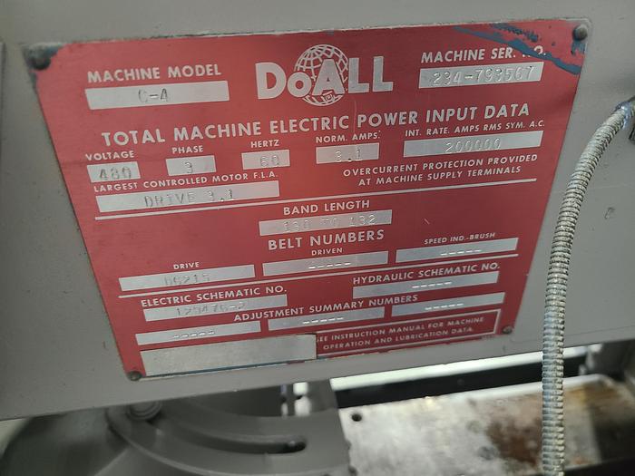 Used DoAll Model C-4 Metal Cutting Bandsaw