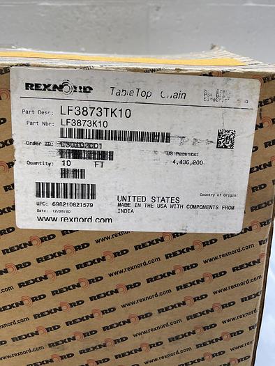 Rexnord LF3873TK10 Qty 10 FT