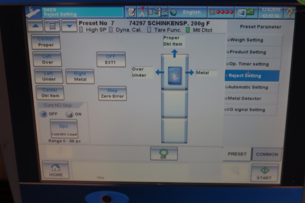 Used Ishida and Ceia checkweigher metaldetector combination