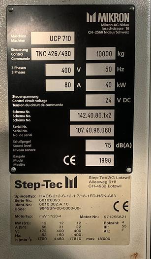 Ottime Centro di Lavoro Verticale a 5 assi MIKRON UCP 710