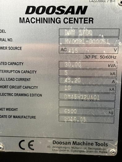 Used 2016 Doosan DNM 5700
