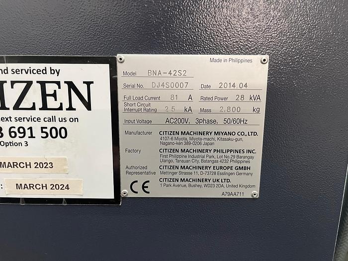 Used 2014 Miyano BNA-42S2