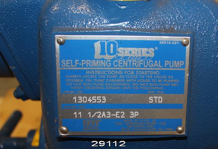 Used Gorman Rupp 11-1/2A3-E2-3P Self-Primimg Centrifugal Pump - 1-1/2" x 1-1/2" #29119
