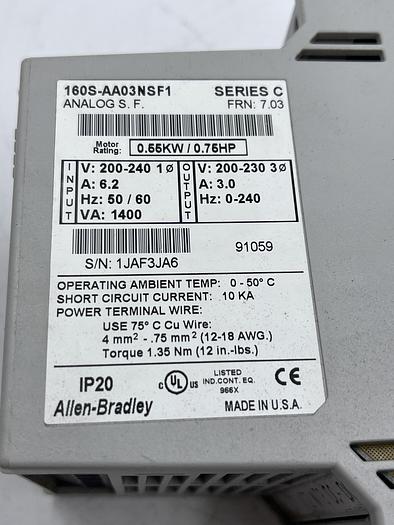 Used Allen-Bradley 160S-AA03NSF1 Ser C