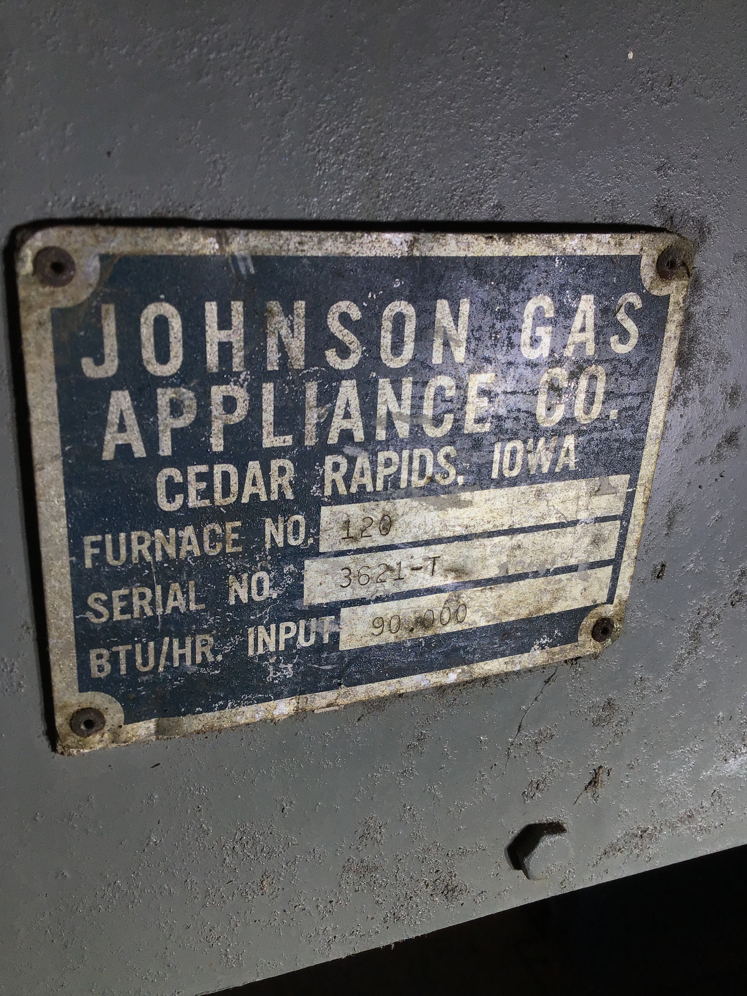 Used Johnson Mdl. #120 Gas Furnace