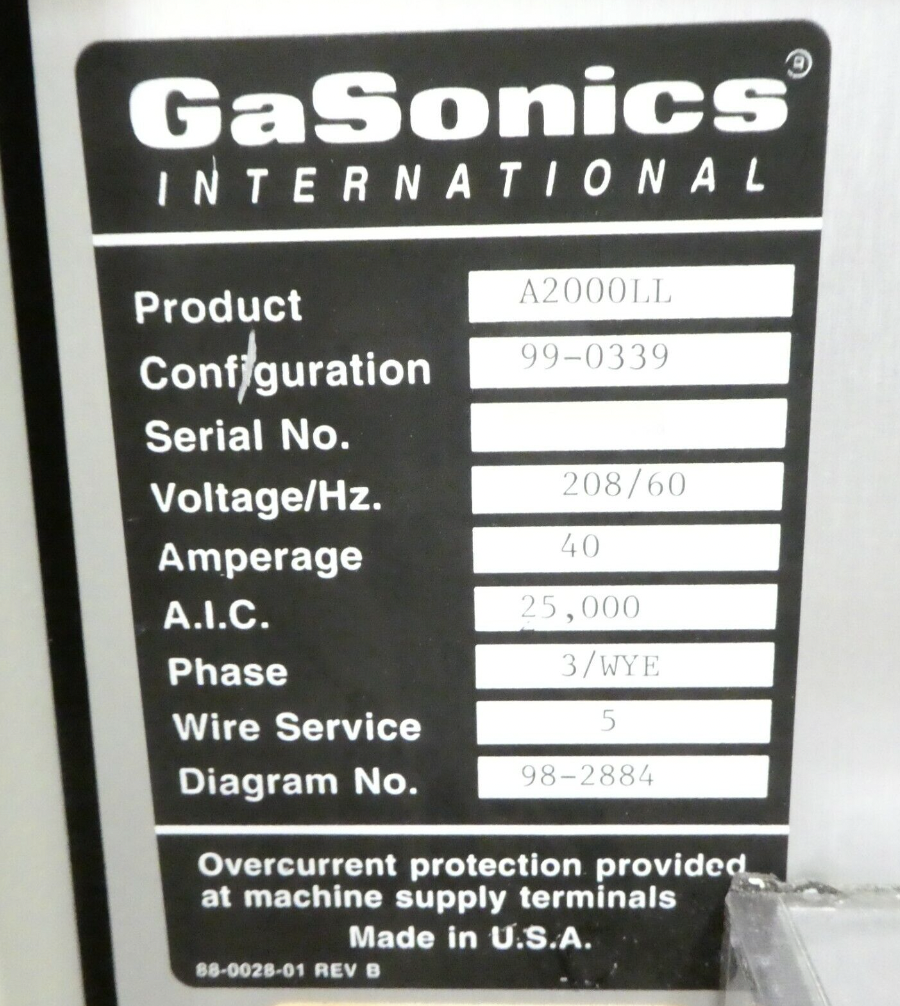 Used GASONICS 99-0339 Plasma Asher Stripper Aura A2000LL Novellus A95-053-02 As-Is