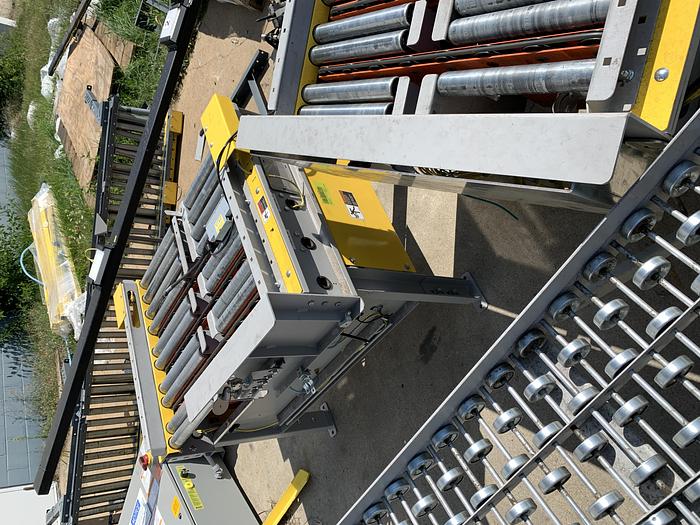 Used CONVEYOR SECTIONS, BALL, ROLLER, POWERED PLC CONTROLLED TRANSFER CONVEYOR,  SAFTEY FENCING