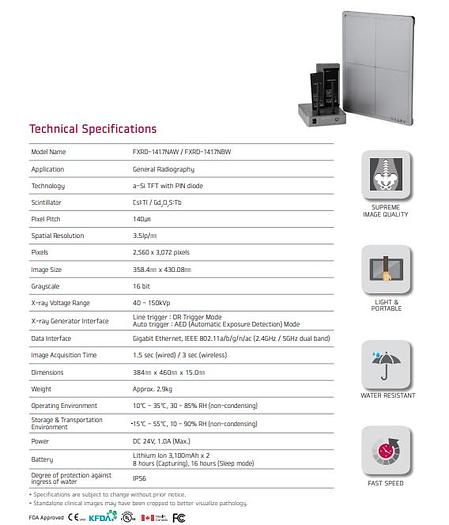 Vieworks VIVIX-S 1417N Wireless Flat Panel Detector