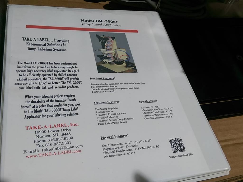 Used Take-a-Label Wipe On Labeler