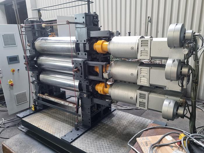 Used Dr Collin 850mm wide x 252mm dia 4 roll inverted L calender