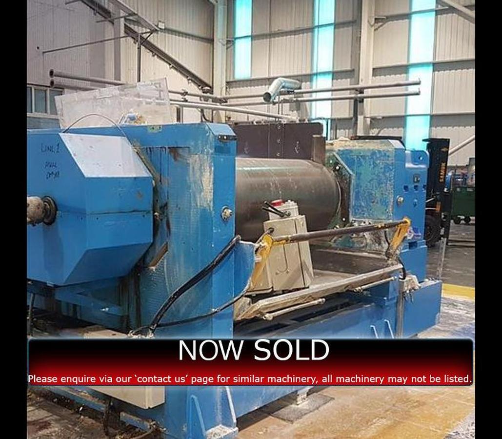 Used Iddon 1500mm (60in) x 560mm (22in) dia two roll mill