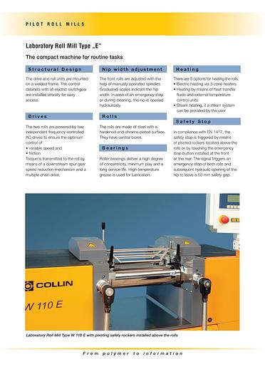 Used Collin Model W110E Two Roll Lab Mill