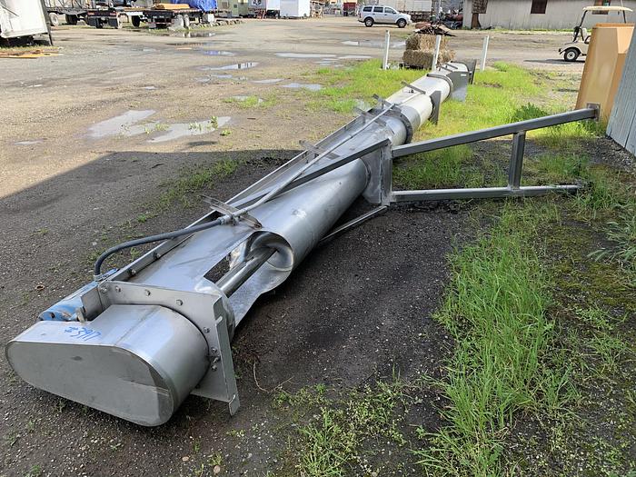 Used Stainless Steel Auger Screw Conveyor 34.5' Long x 15" Diameter