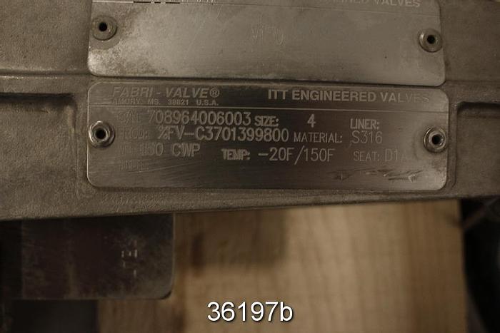 Used Fabri 4" Hand Operated Knife Gate Valve #36197