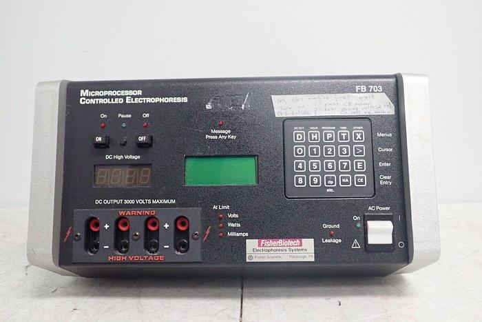 Used Fisher Biotech FB 703 Microprocessor Controlled Electrophoresis Power Supply