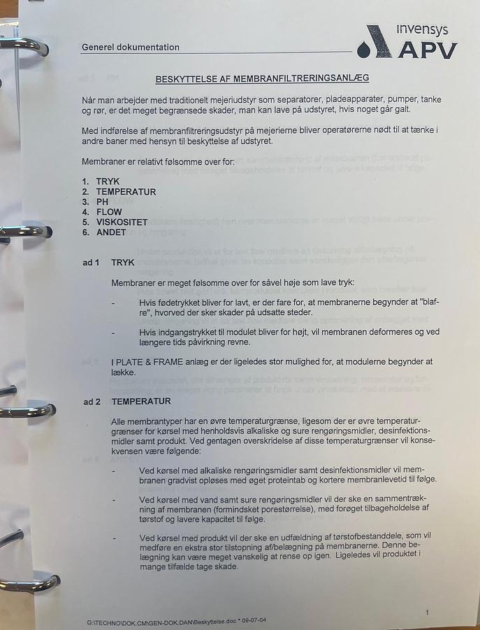 Used 2006 APV Invensys A/S UF- membrane plant