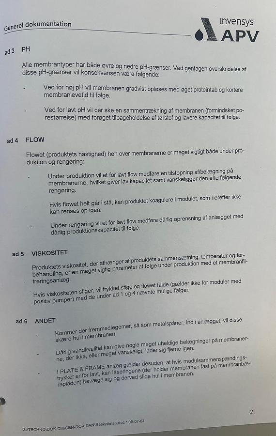 Used 2006 APV Invensys A/S UF- membrane plant