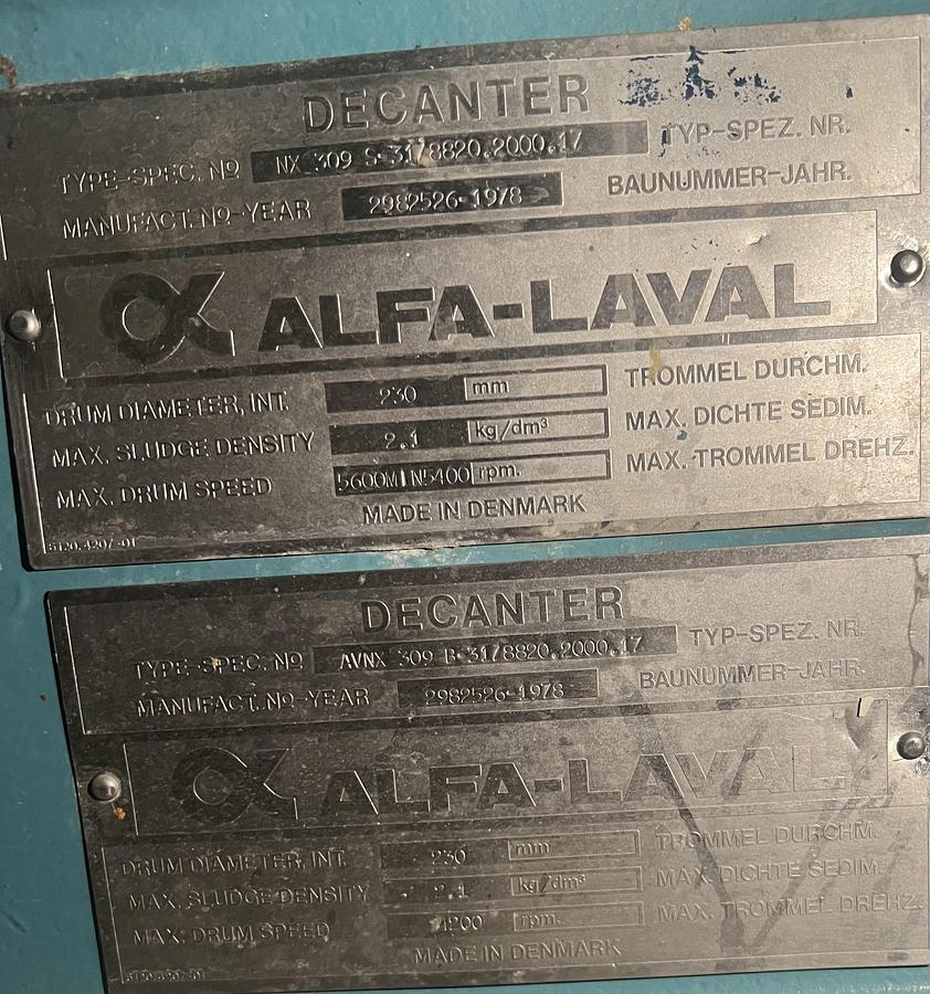 Used Alfa-Laval AVNX 309S-31B