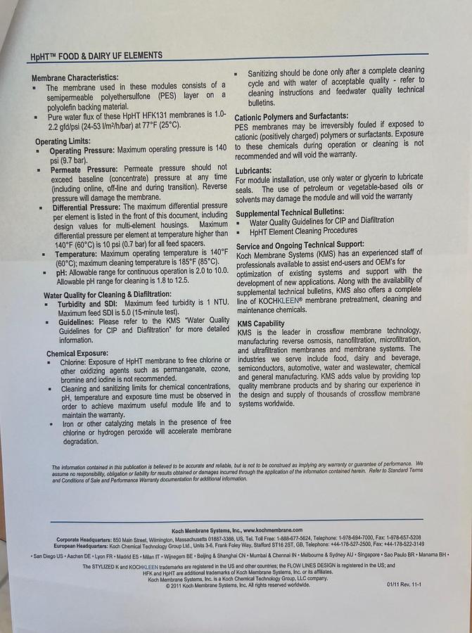 Used 2006 APV Invensys A/S UF- membrane plant