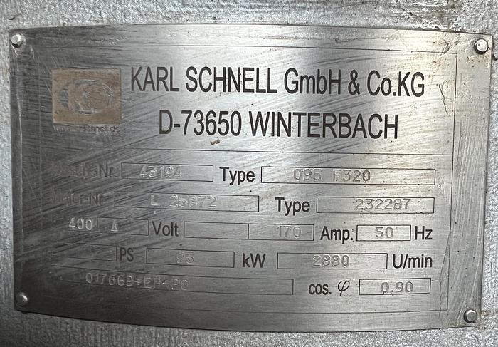 Used KARL SCHNELL F320 emulsifier