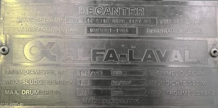 Used Alfa Laval MRNX 414S-31