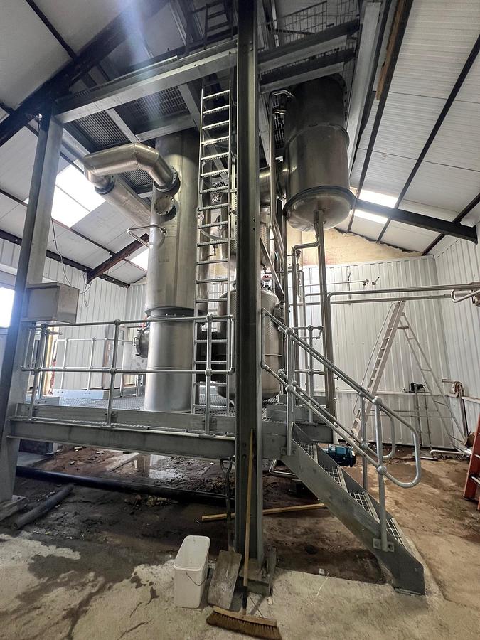 Used Complete Van den Ploegh 1 step falling film evaporator.