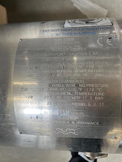 Refurbished Jensen & Nowak ApS Type NPC - Contherm 6x11" surface scraped heat exchanger unit in a rack