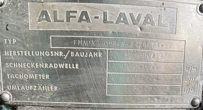 Used 1974 Alfa-Laval FMAPX 309-BGV-14 fish oil purifier