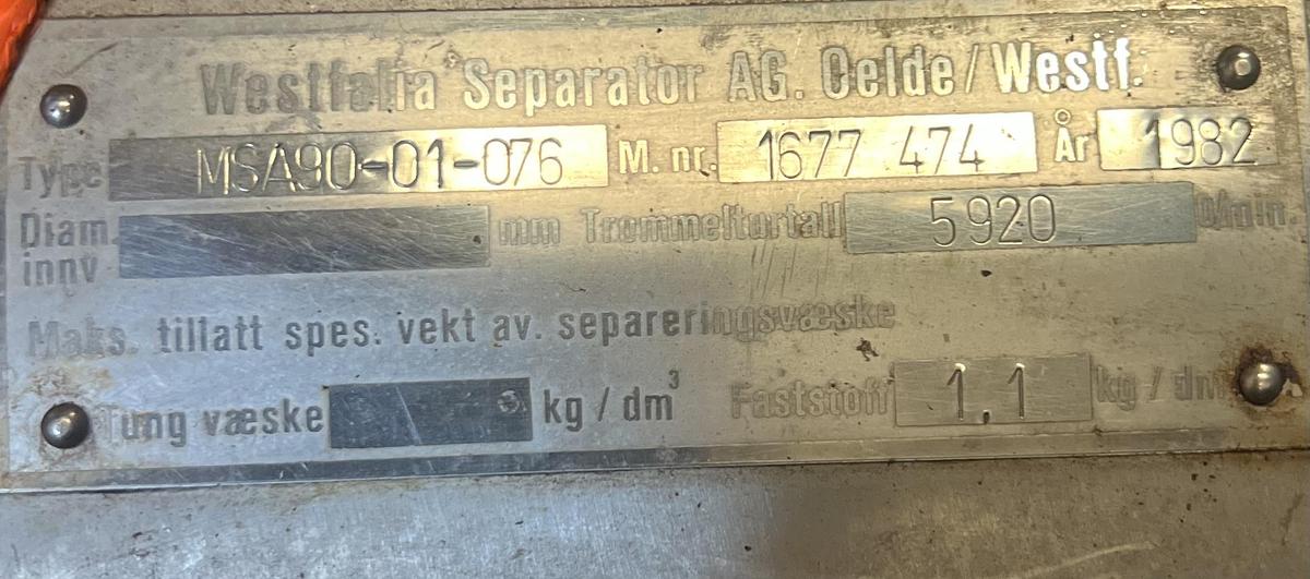 Used 1982 GEA Westfalia MSA 90-01-076