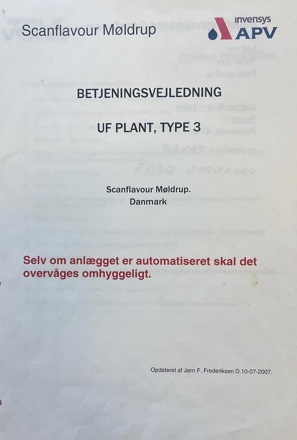 Used 2006 APV Invensys A/S UF- membrane plant