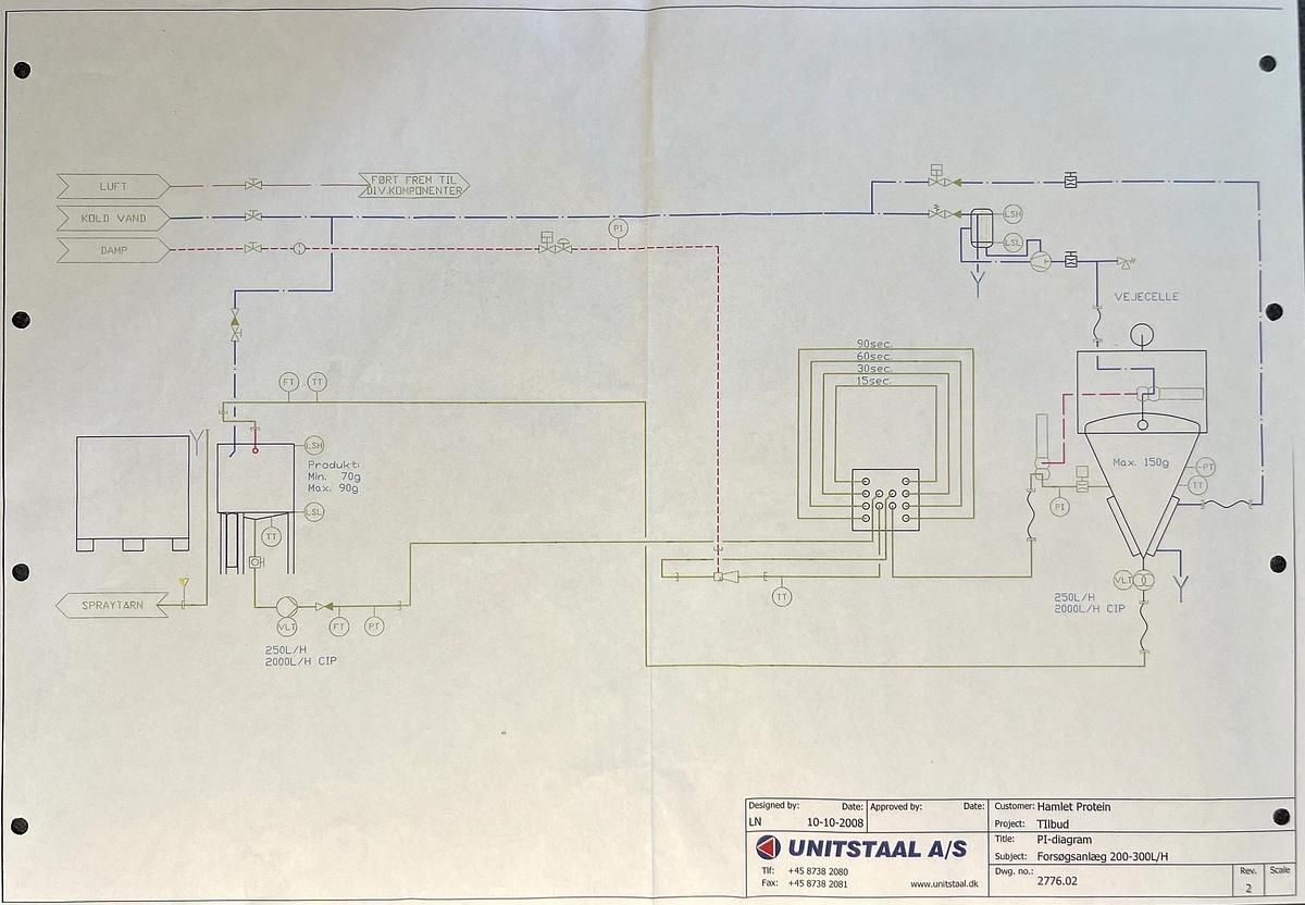Used 2008 UNISTAAL A/S UHT sterilizer unit - pilot plant