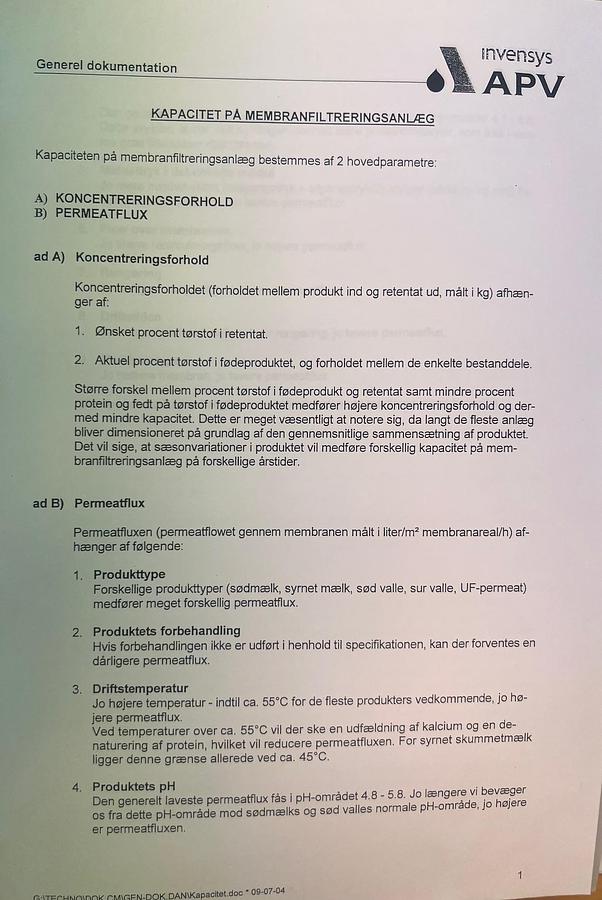 Used 2006 APV Invensys A/S UF- membrane plant