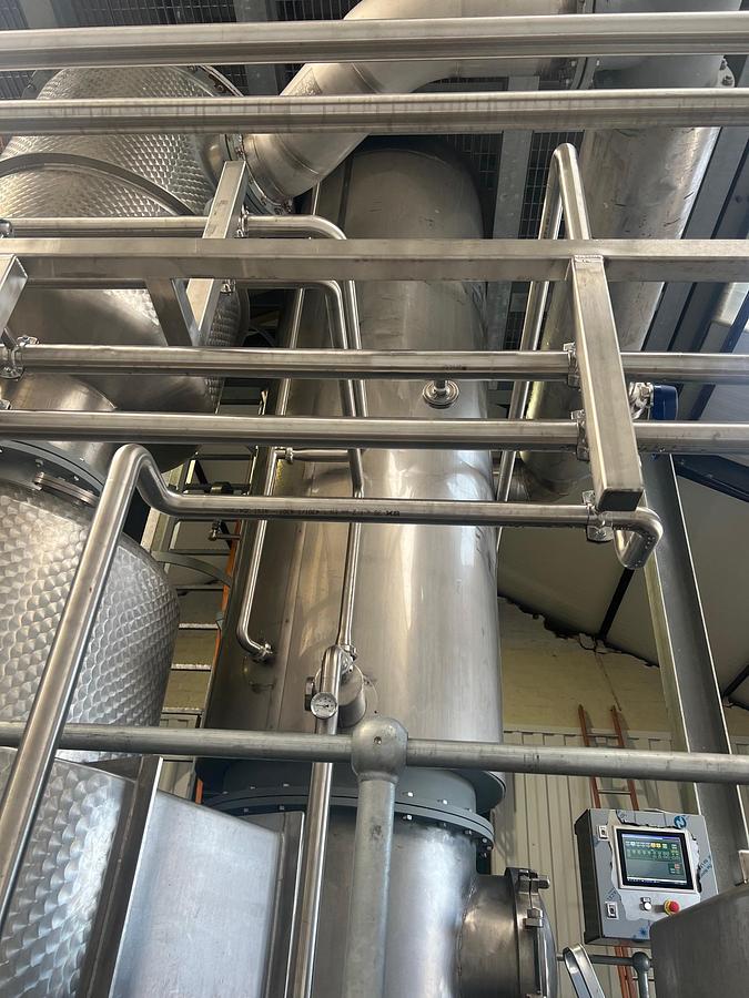 Used Complete Van den Ploegh 1 step falling film evaporator.