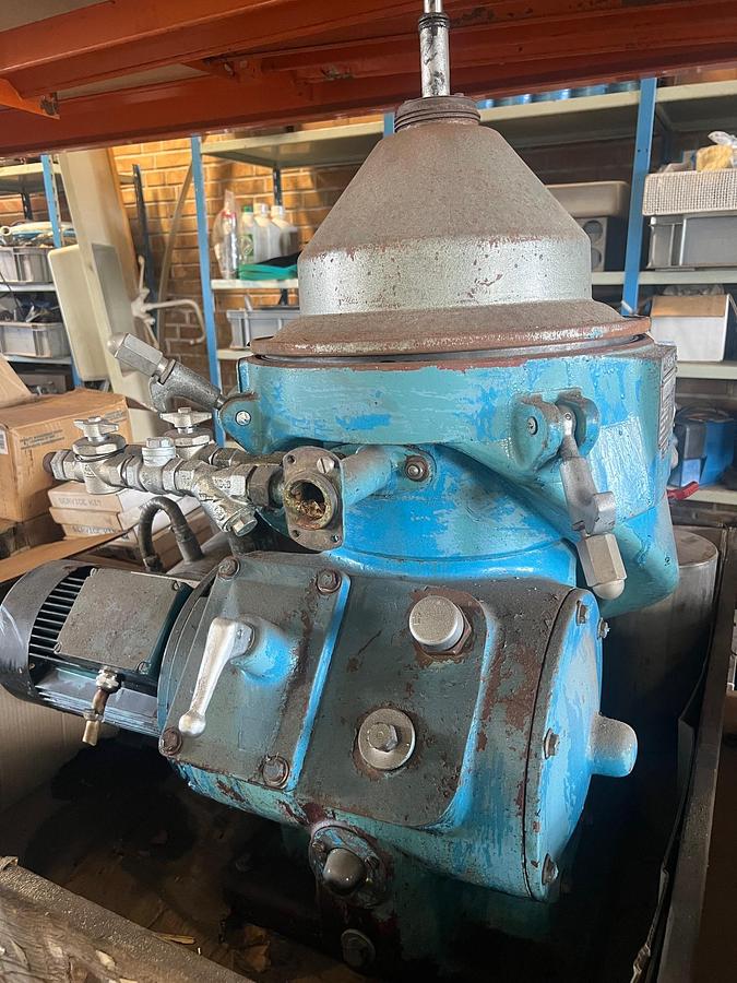 Used Alfa Laval WSPX204-TGT-74. Used for separating tramp oils from cooling liquids.