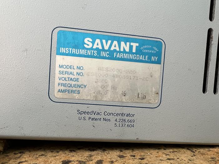 Used SpeedVac Concentrator, model no. AES2000-220.
