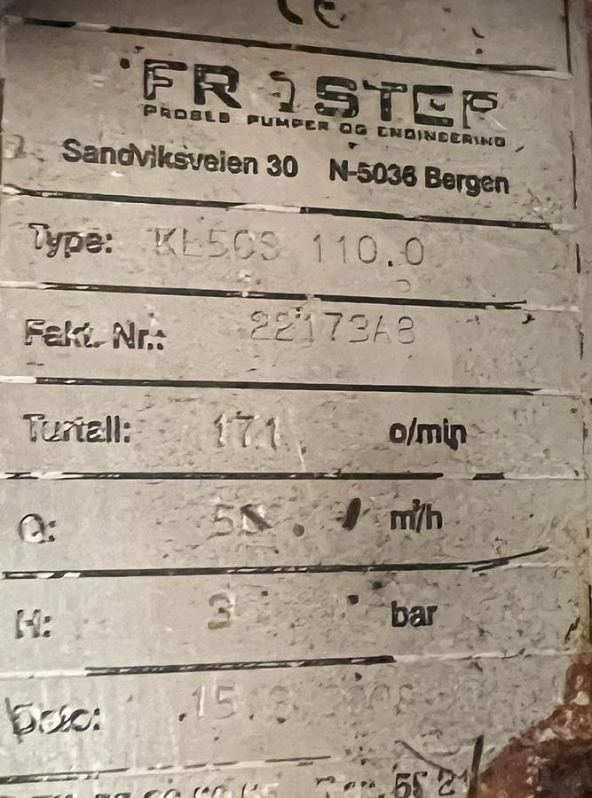 Used WANGEN excenter screw pump, type KL50S 110,0