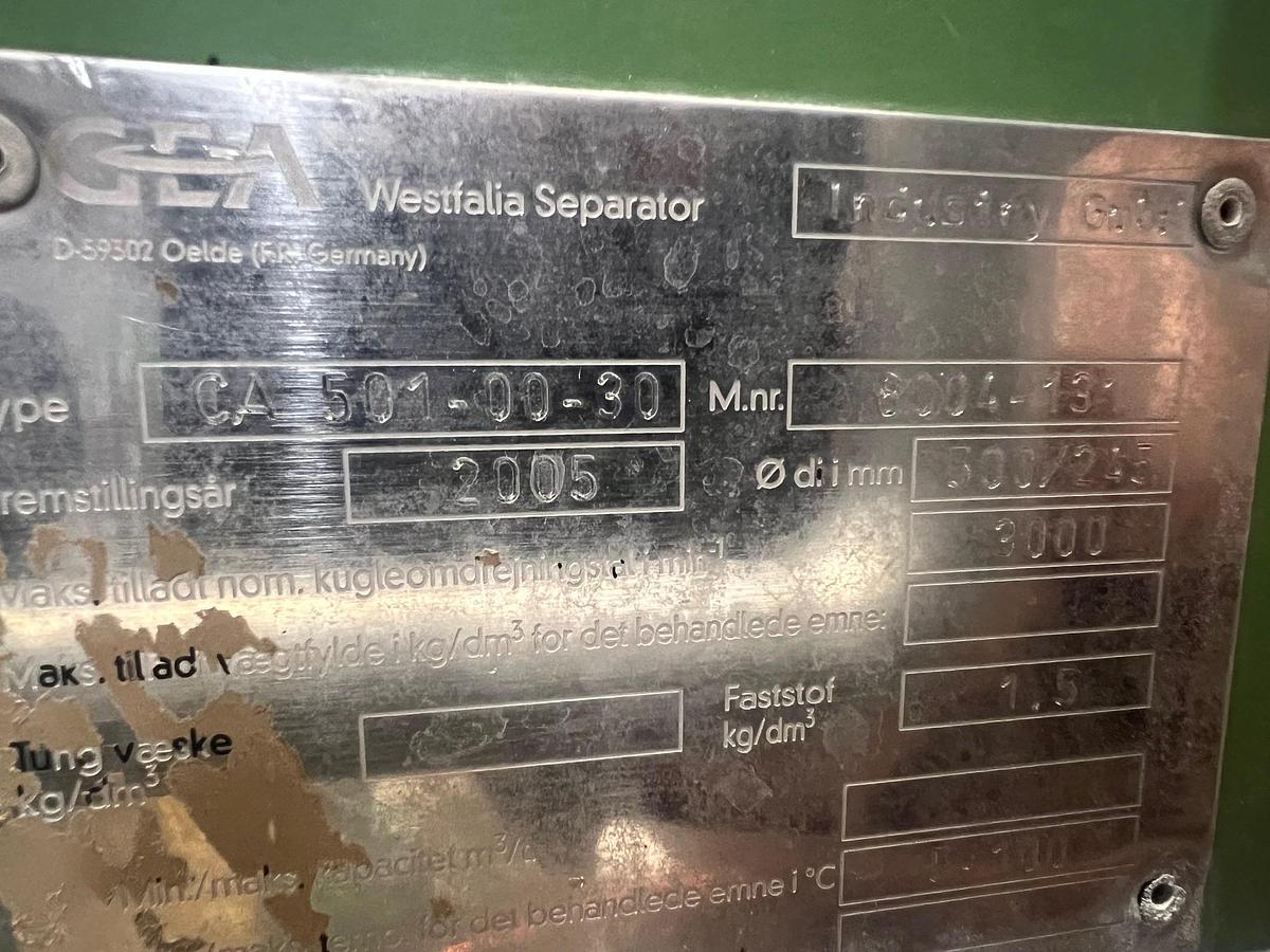 Used 2005 Westfalia Separator GmbH CA 501-00-030