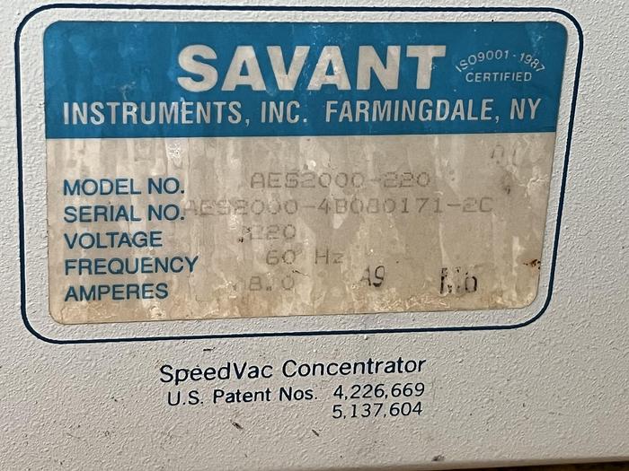 Used SpeedVac Concentrator, model no. AES2000-220.