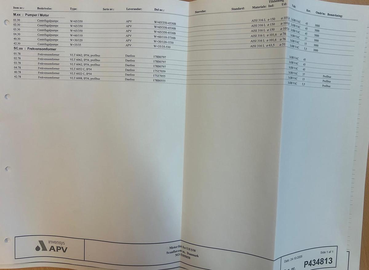 Used 2006 APV Invensys A/S UF- membrane plant