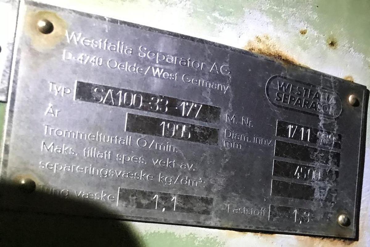 Used GEA Westfalia SA 100-33-177 centrifuge parts