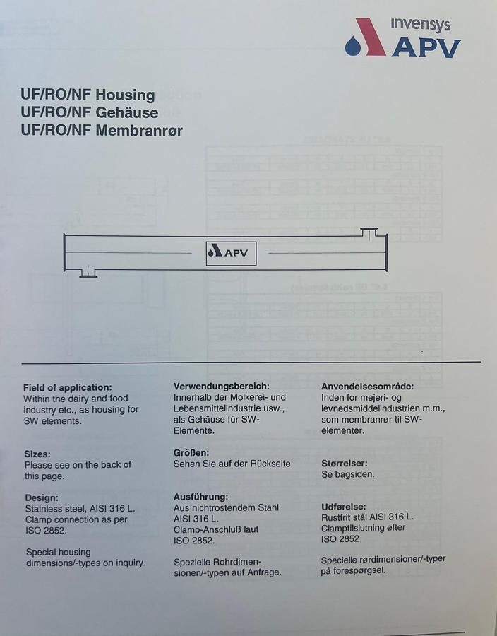 Used 2006 APV Invensys A/S UF- membrane plant