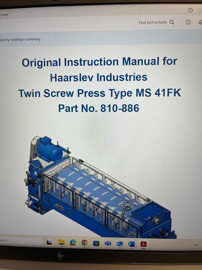 Used 2015 HAARSLEV A/S Screw press