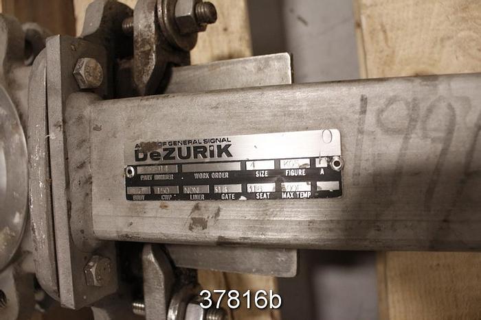 Used Dezurik 4" Hand Operated Knife Gate Valve #37816