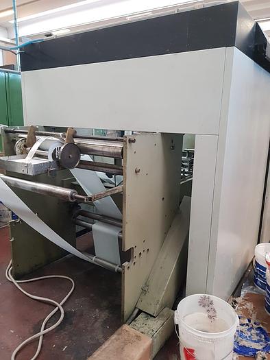 Used (visible in production) 2000 MANZONI Seriana 31 with in line 4 col. flexo - Flat & satchel (V) paper bag making machine