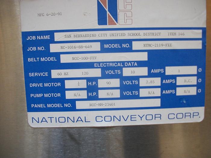 Used Conveyor, Belt, 10" X 10'6", S/st, National, #S742608