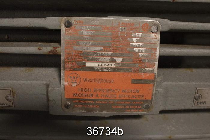 Used Westinghouse 75 Hp Ac Motor, 1180 Rpm #36734