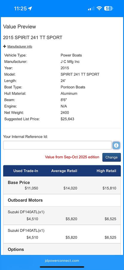 Used 2015 JC Tritoon 241 TT Sport