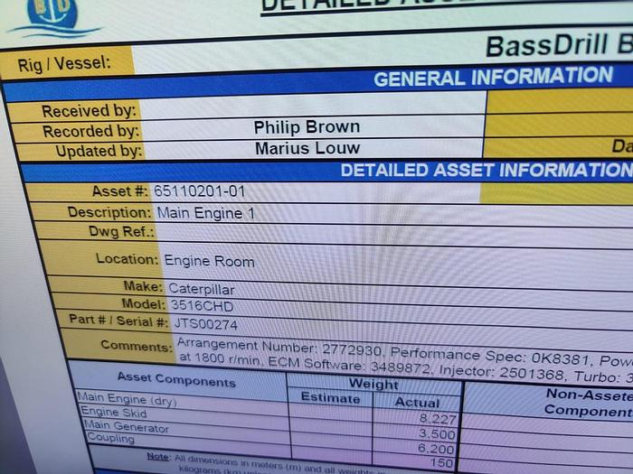 Used Caterpillar 3516C HD marine generators